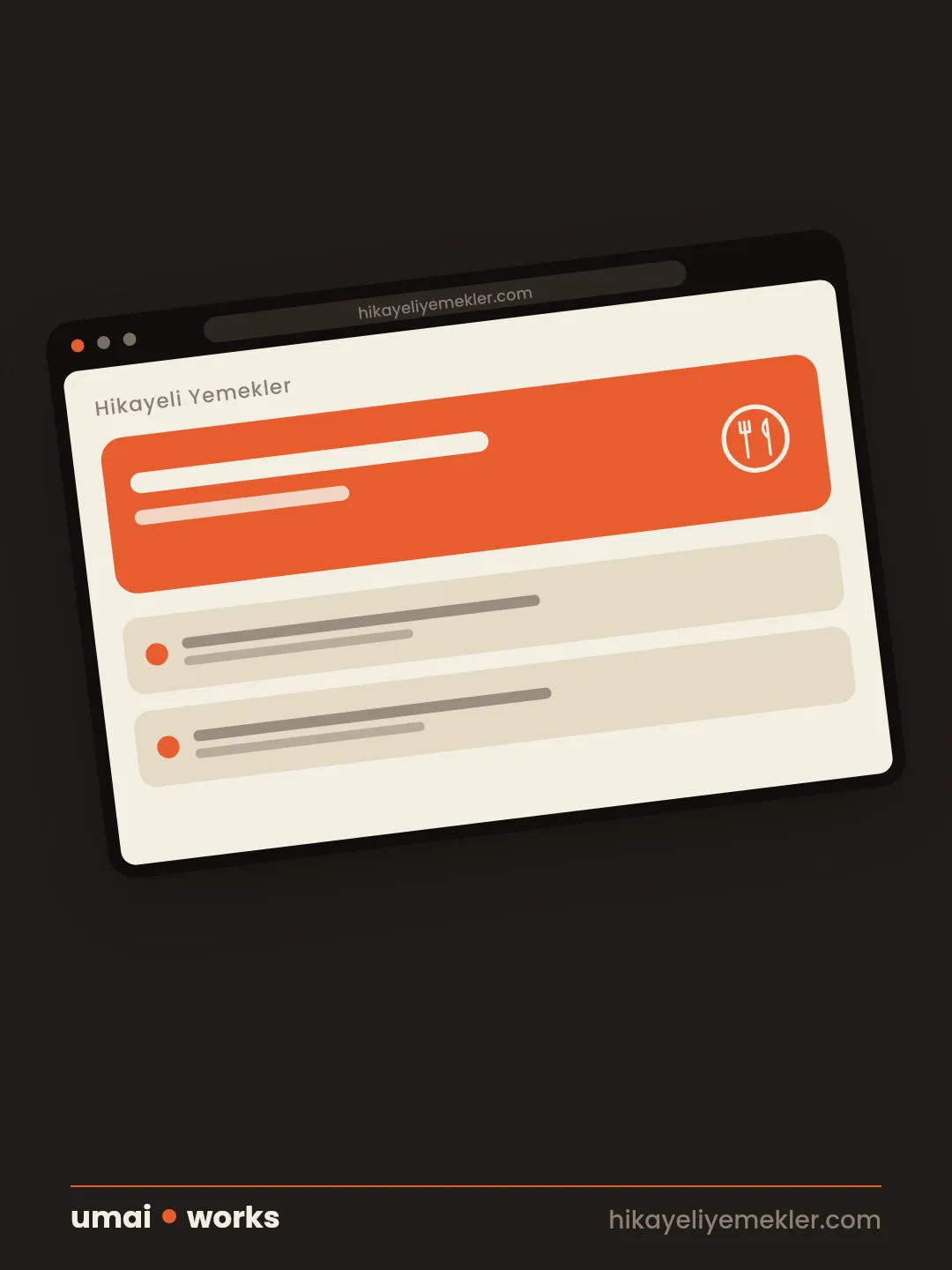 Hikâyeli Yemekler web sitesinin tarayıcıdaki ana ekranı